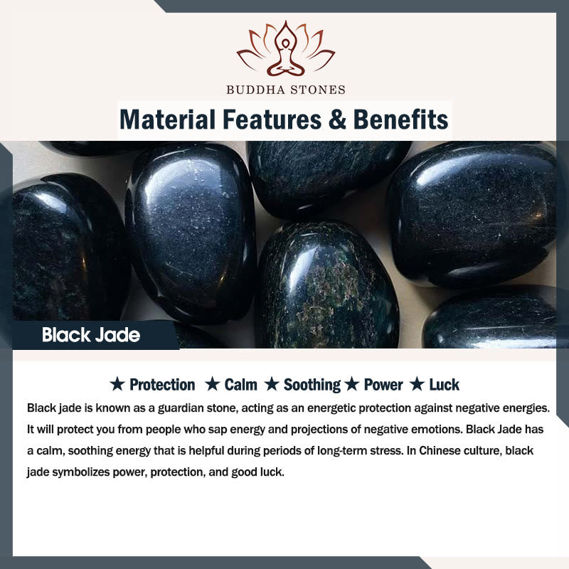 Natural Black Jade Chinese Zodiac Dragon Tooth Pattern Protection Necklace Pendant