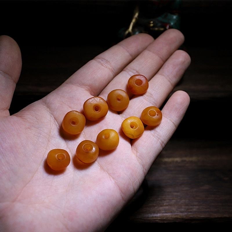 925 Sterling Silver Chinese Zodiac Natal Buddha Natural Amber Clear Anxiety Bracelet