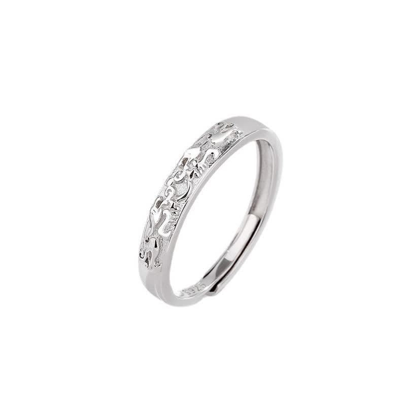 Hand-Finished 925 Sterling Silver Pixiu Adjustable Couple Ring