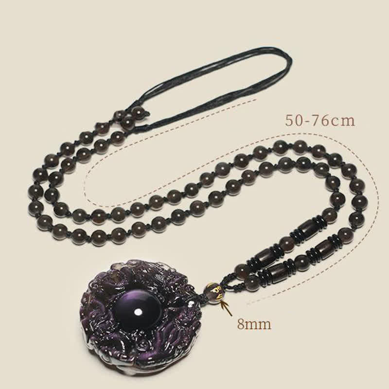 Natural Gold Sheen Obsidian Rainbow Obsidian Dragon Strength Necklace Pendant (Extra 35% Off | USE CODE: FS35)