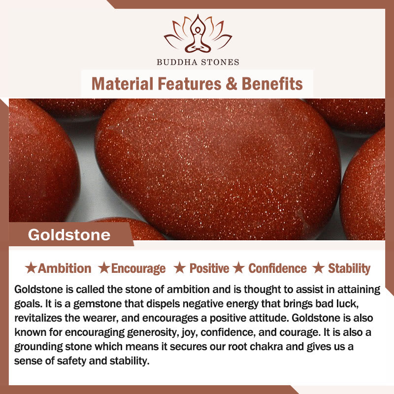 108 Mala Beads Goldstone Om Mani Padme Hum Swastika Confidence Bracelet