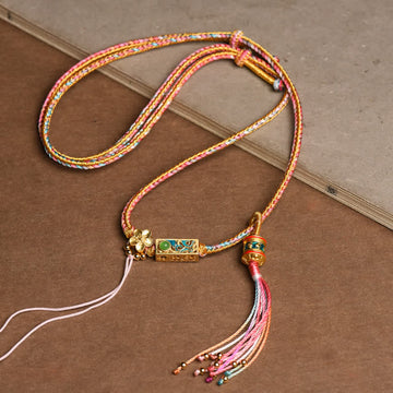 Colorful String Copper Wealth Necklace Pendant