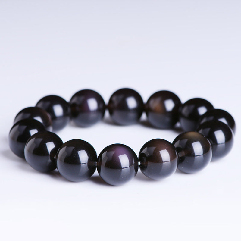 Natural Rainbow Obsidian Positive Bracelet