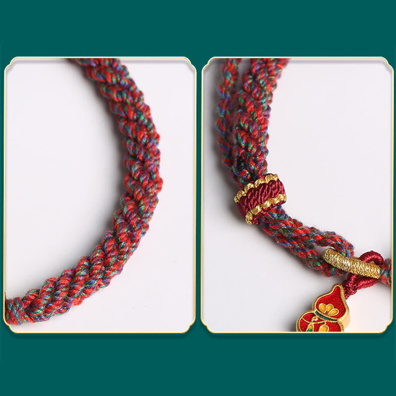 Handmade Colorful Gourd Flower Protection Braided String Bracelet