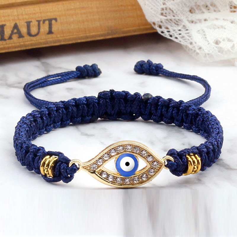 Handmade Evil Eye Red String Braided Bracelet with Gold or Silver Border