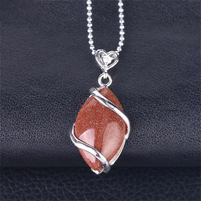 Marquise Pattern Natural Crystal Stone Charm Necklace Pendant (Extra 35% Off | USE CODE: FS35)
