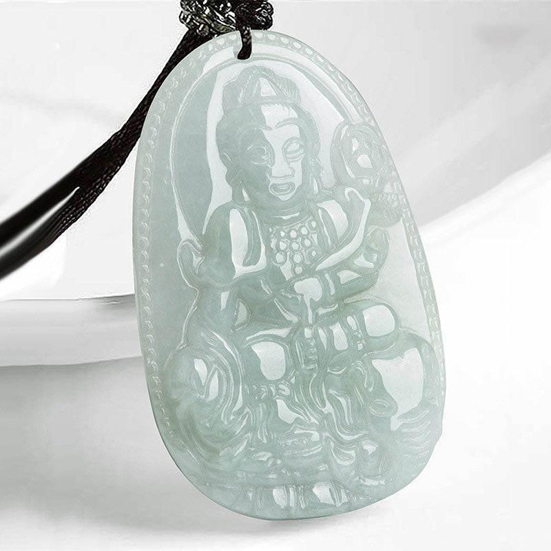 Chinese Zodiac Natal Buddha Jade Wealth Prosperity Necklace Pendant