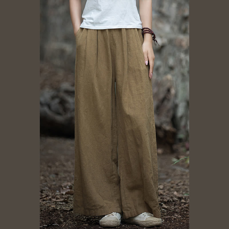 Retro Wide Leg Pants Casual Women's Yoga Pants With Pockets