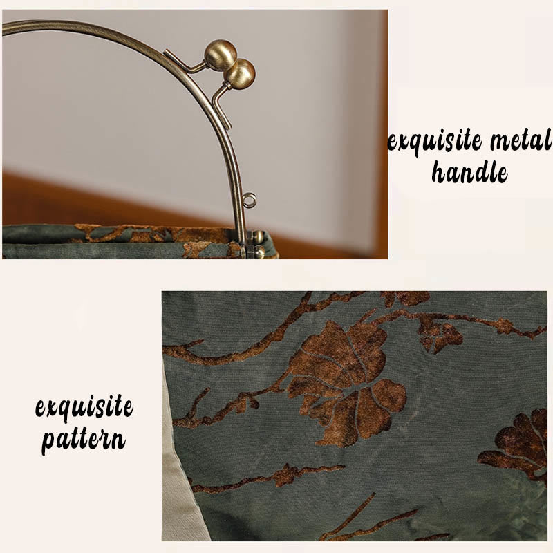 Velvet Jacquard Metal Chain Crossbody Bag Handbags