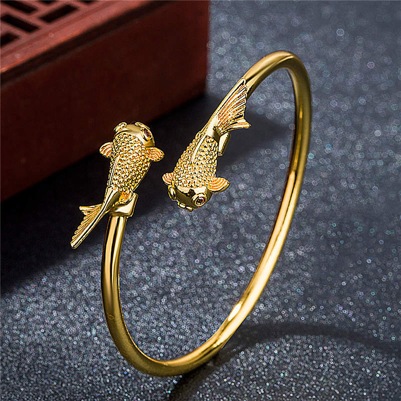 Double Koi Fish Copper Prosperity Wealth Bracelet