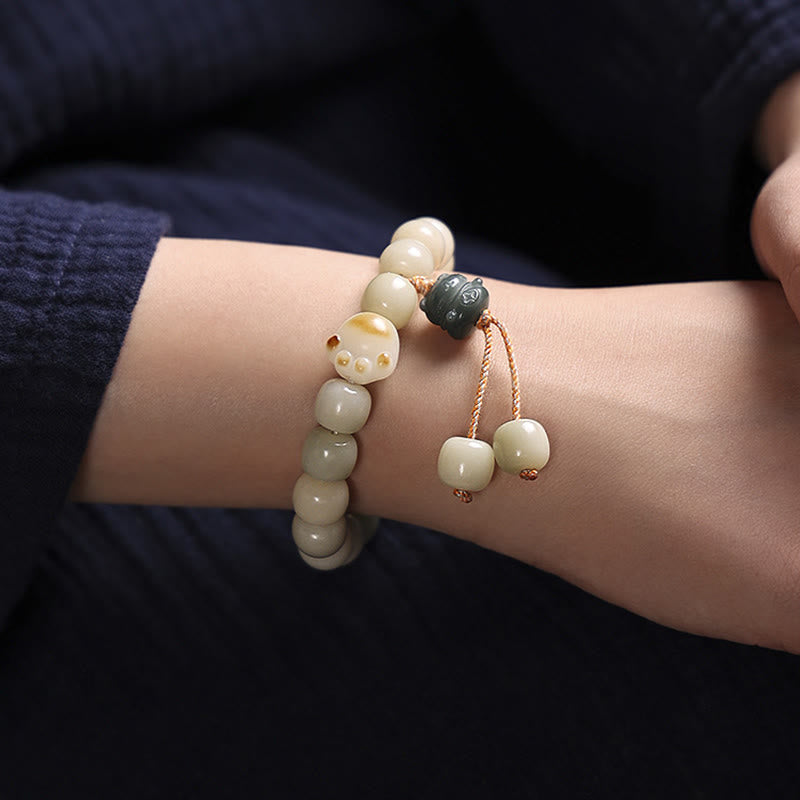 Lucky Cat Bodhi Seed Cat Paw Peace Bracelet