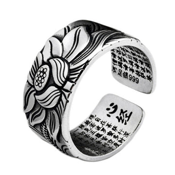 Tibetan Lotus White Copper Enlightenment Ring