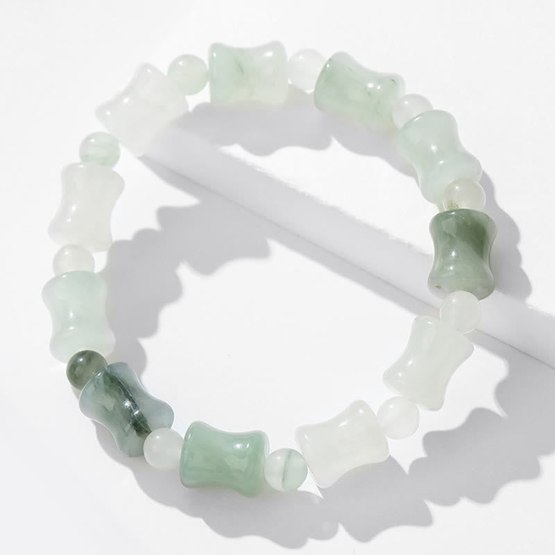 Zeniora Jade & Bamboo Pattern Elastic Bracelet