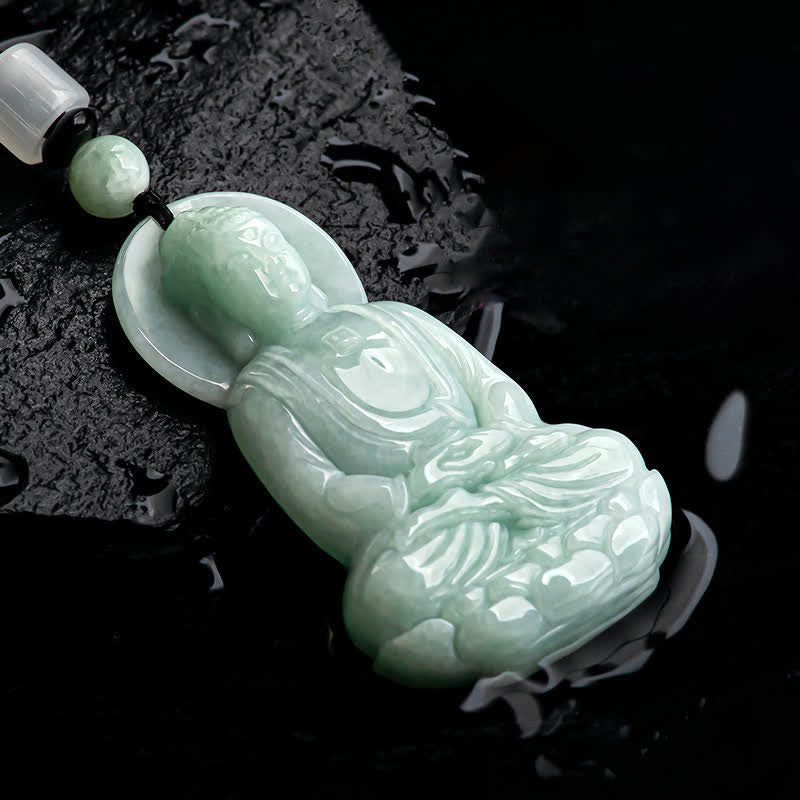 Amitabha Buddha Jade Amulet Compassion String Necklace