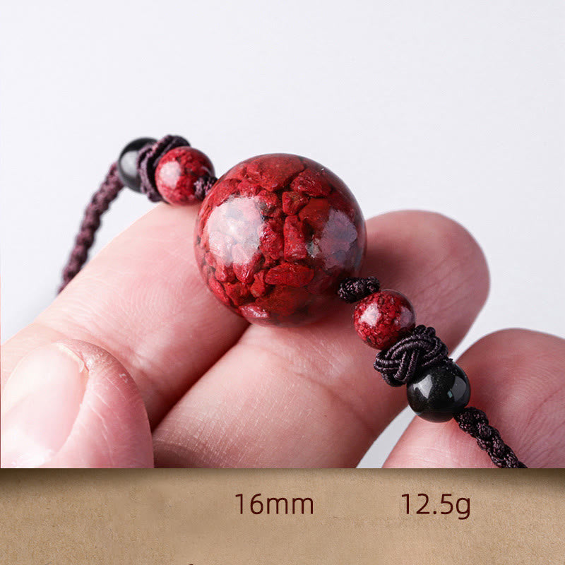 Natural Cinnabar Stones Bead Blessing Necklace Pendant