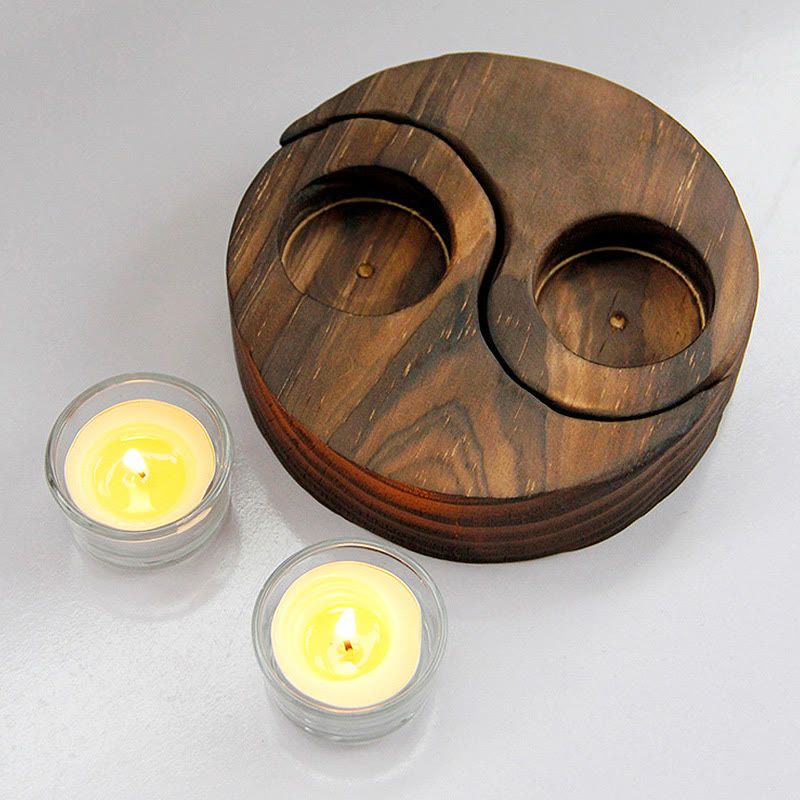 Yin Yang Wood Candle Holder Meditation Rituals Use Items (Extra 35% Off | USE CODE: FS35)