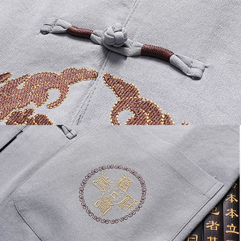 Tactile Breathable Mandarin Collar Qi Gong Men's Meditation Set