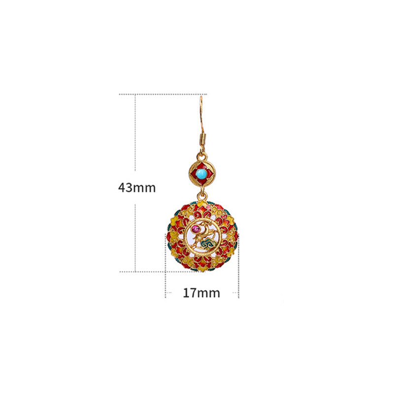 24K Gold Plated Sterling Silver Dunhuang Elk Copper Balance Drop Earrings