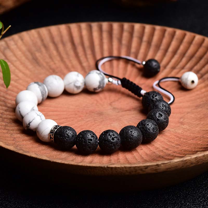 Yin Yang Lava Stone Protection Bracelet