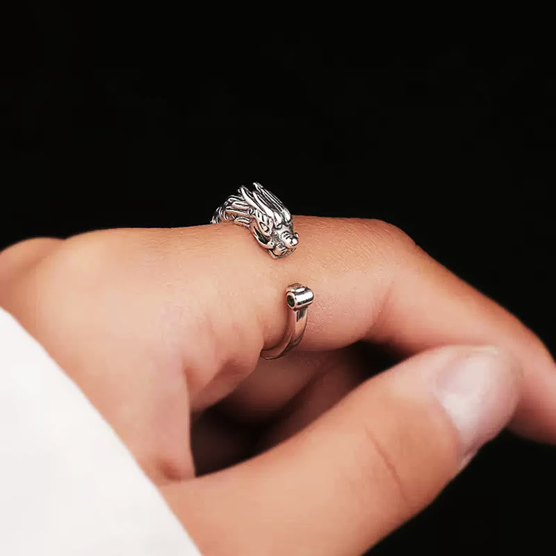 Vintage Dragon Design Success Strength Adjustable Ring