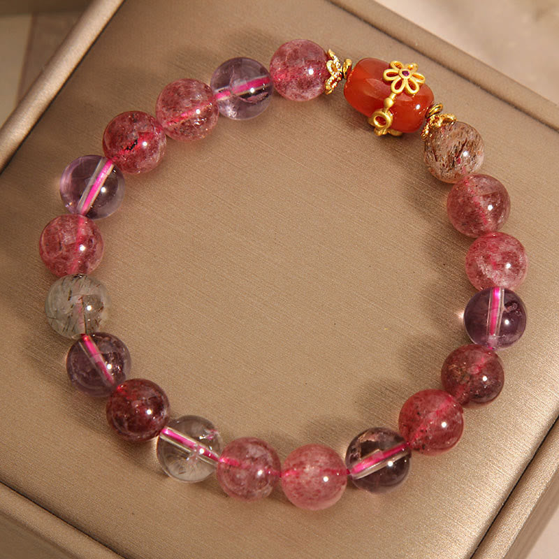 Natural Super Seven Crystal Red Agate Positivity Bracelet