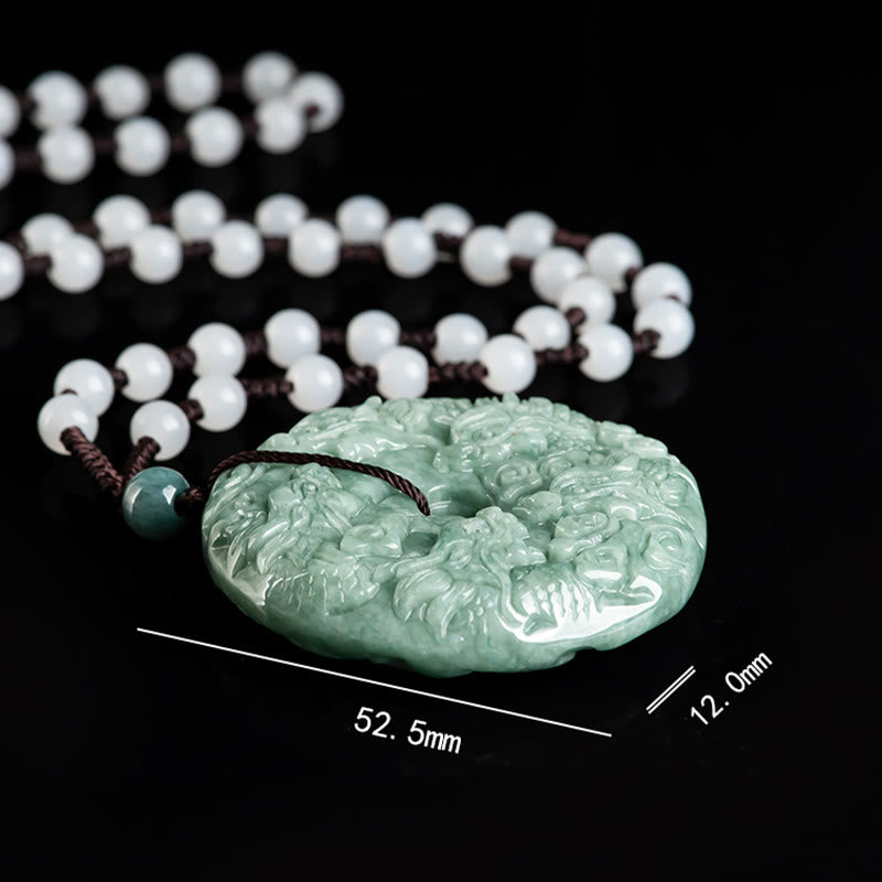 Year of the Dragon Natural Jade Nine Dragons Peace Buckle Protection Necklace Pendant