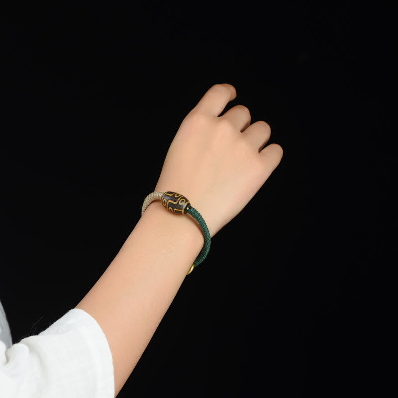 Handmade Tibetan Nine-Eye Dzi Bead Wealth Rope Bracelet