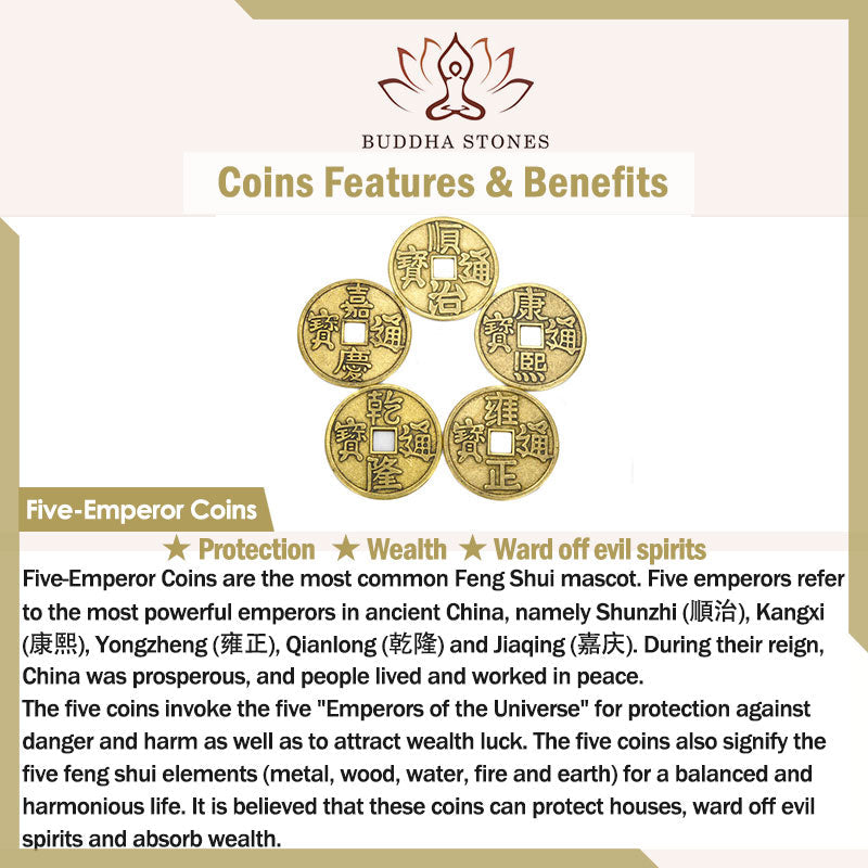 Mountain Ghost Coin & Bagua Taoist Talisman Five-Emperor Chinese Coin Bracelet