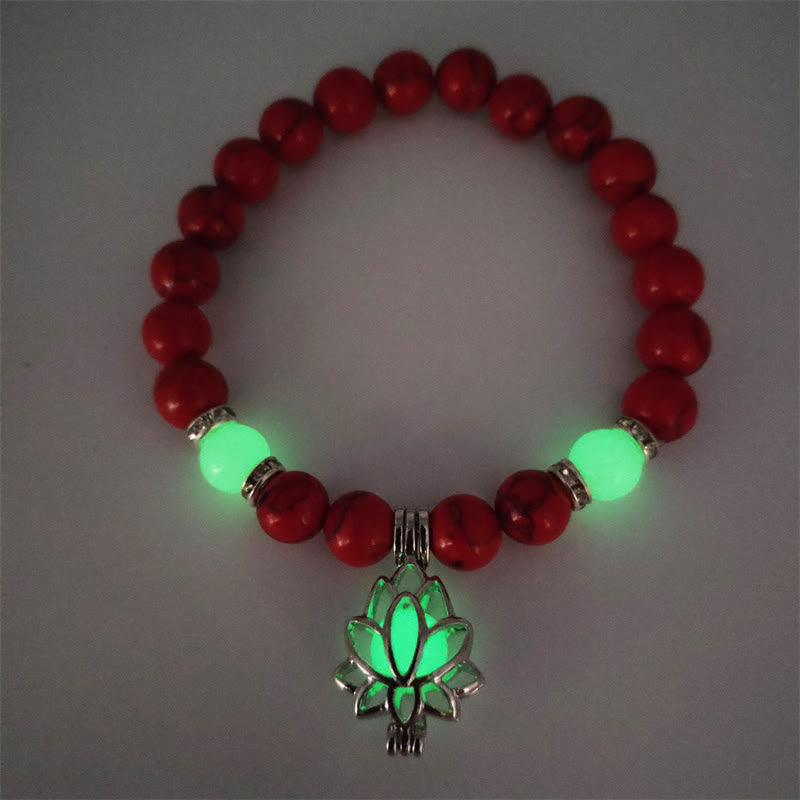 Tibetan Turquoise Glowstone Luminous Bead Lotus Protection Bracelet