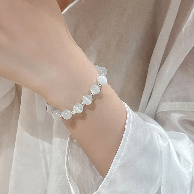 Natural Cat's Eye Moonstone Strawberry Quartz PiXiu Support Bracelet