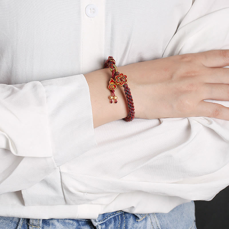 Handmade Colorful Gourd Flower Protection Braided String Bracelet