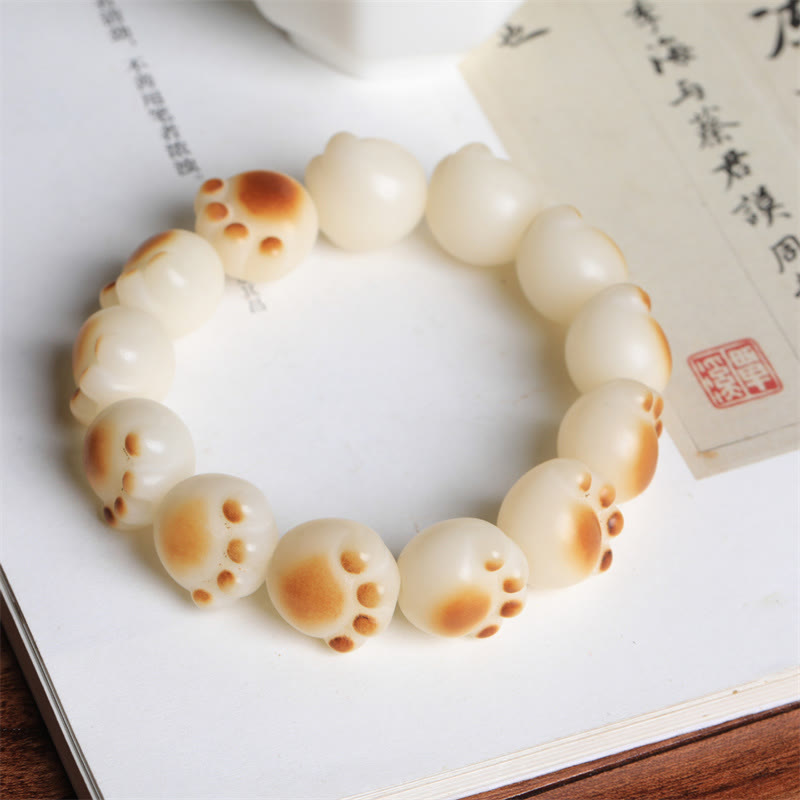 Cute Cat Paw Claw Bodhi Seed Peace Bracelet