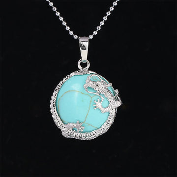 Chinese Dragon Natural Quartz Crystal Healing Energy Necklace Pendant