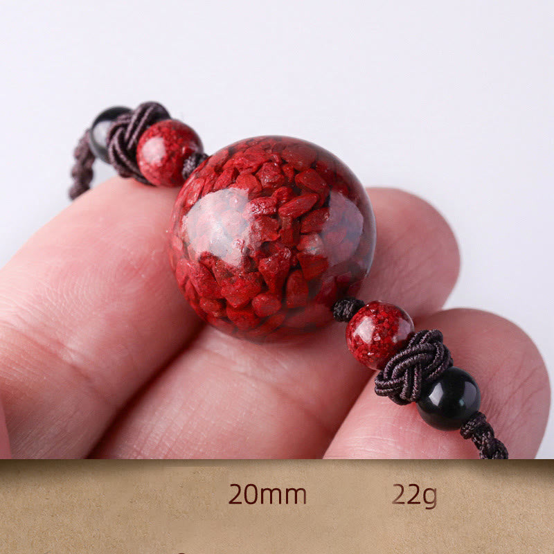 Natural Cinnabar Stones Bead Blessing Necklace Pendant