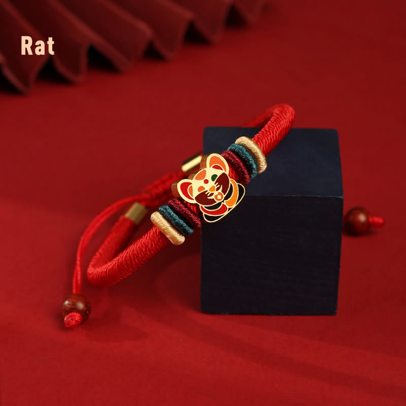 Handmade 925 Sterling Silver Year of the Dragon Cute Chinese Zodiac Luck Braided Red Bracelet