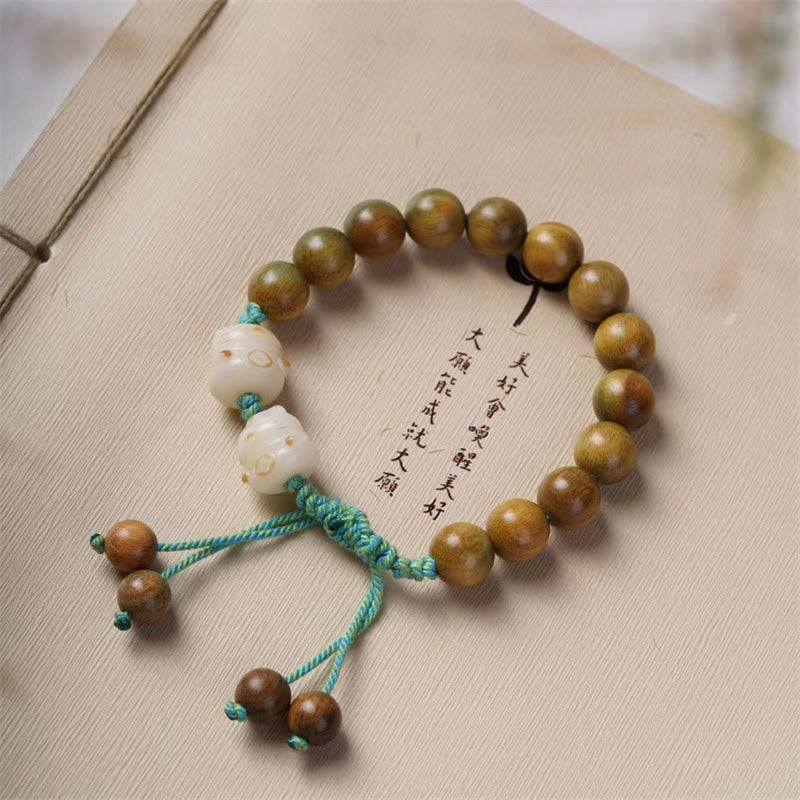 Green Sandalwood Bodhi Seed Lucky Cat Positive Bracelet