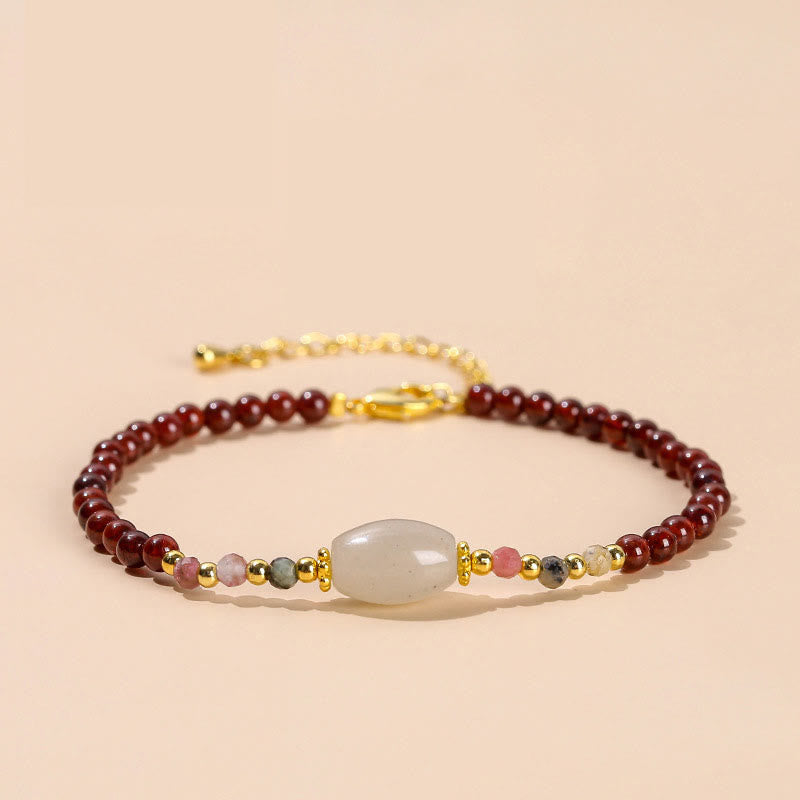 Garnet Jade Tourmaline Bead Passion Bracelet