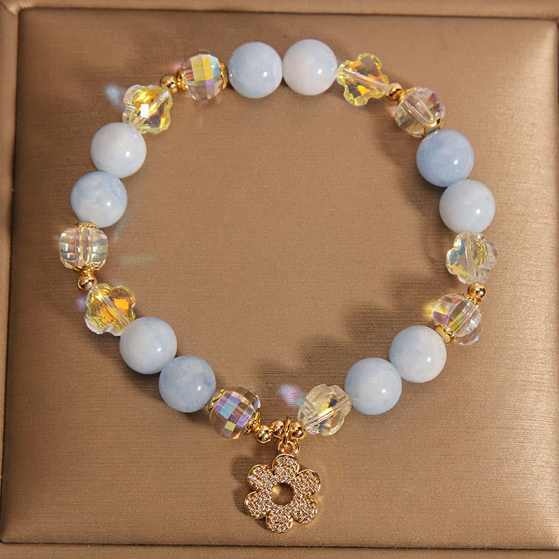 Natural Aquamarine Flower Healing Crystal Bracelet