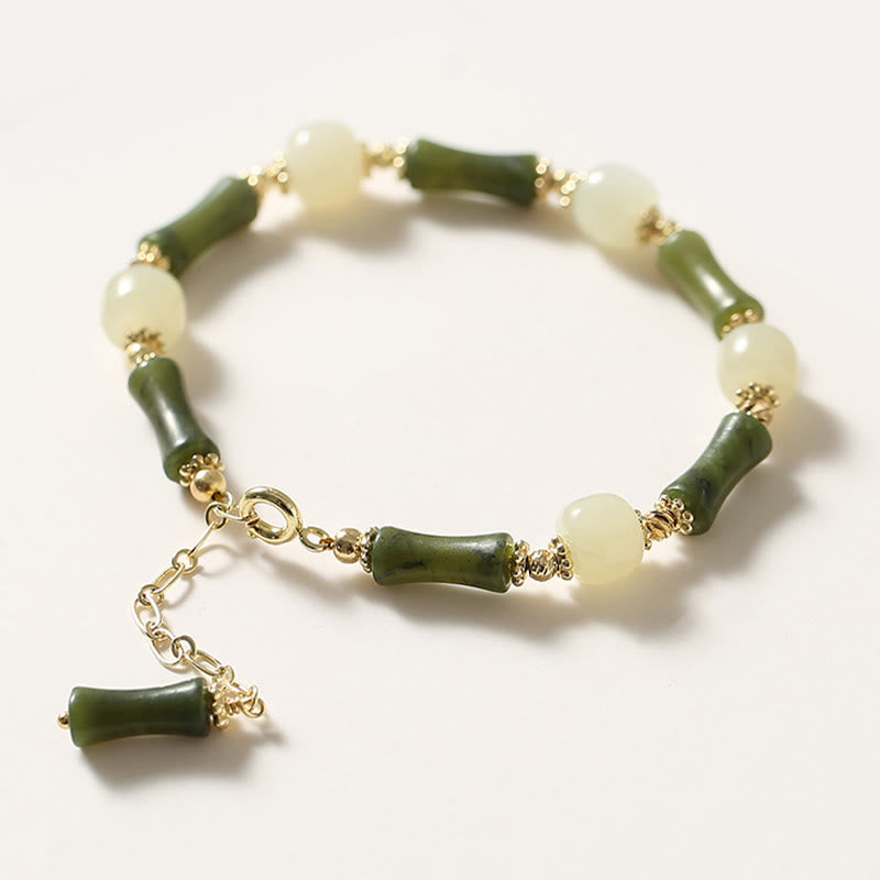 Glass Bead Bamboo Luck Strength Chain Bracelet