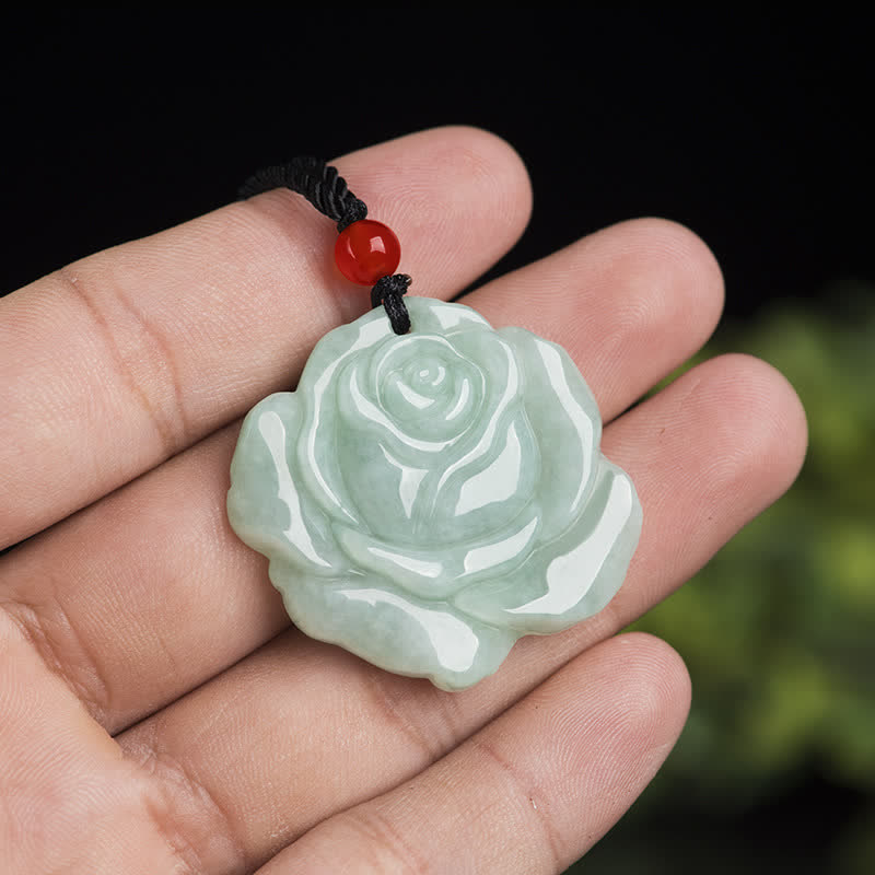 Lotus Pattern Jade Abundance Prosperity Necklace String Pendant