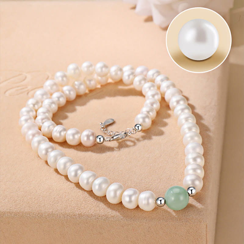 925 Sterling Silver Natural Pearl Jade Healing Necklace Bracelet Earrings With Gift Box