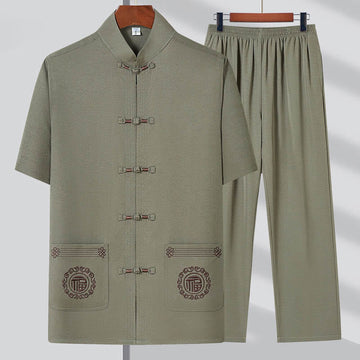 Cotton Linen Embroidered Frog-Button Mindful Meditation Set