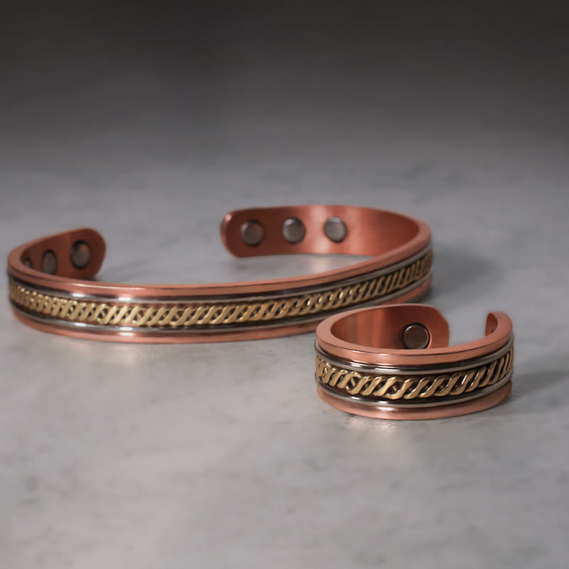 Magnetic Copper Balance Adjustable Cuff Bracelet Bangle Ring
