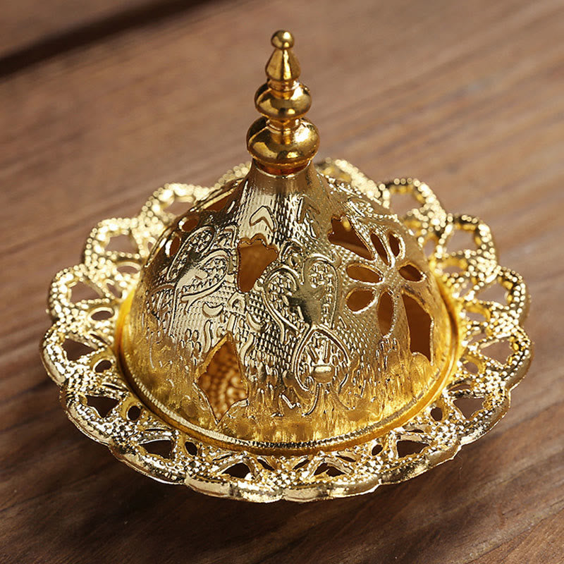 Gold Wu Lou Gourd Alloy Metal Incense Burner for Meditation & Sacred Spaces