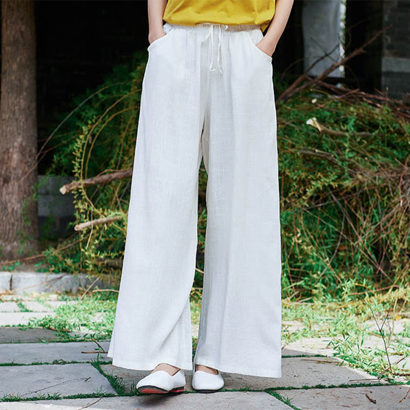 Plain Wide Leg Pants Dance Women's Yoga Pants With Pockets