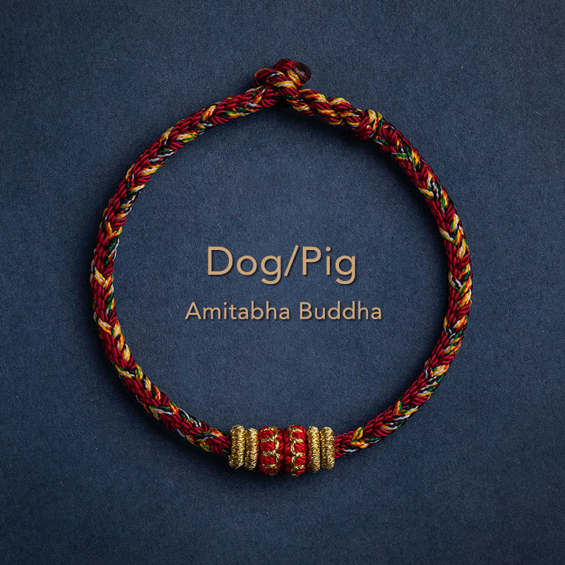 Tibet Handmade Chinese Zodiac Natal Buddha Luck Strength Braided String Bracelet