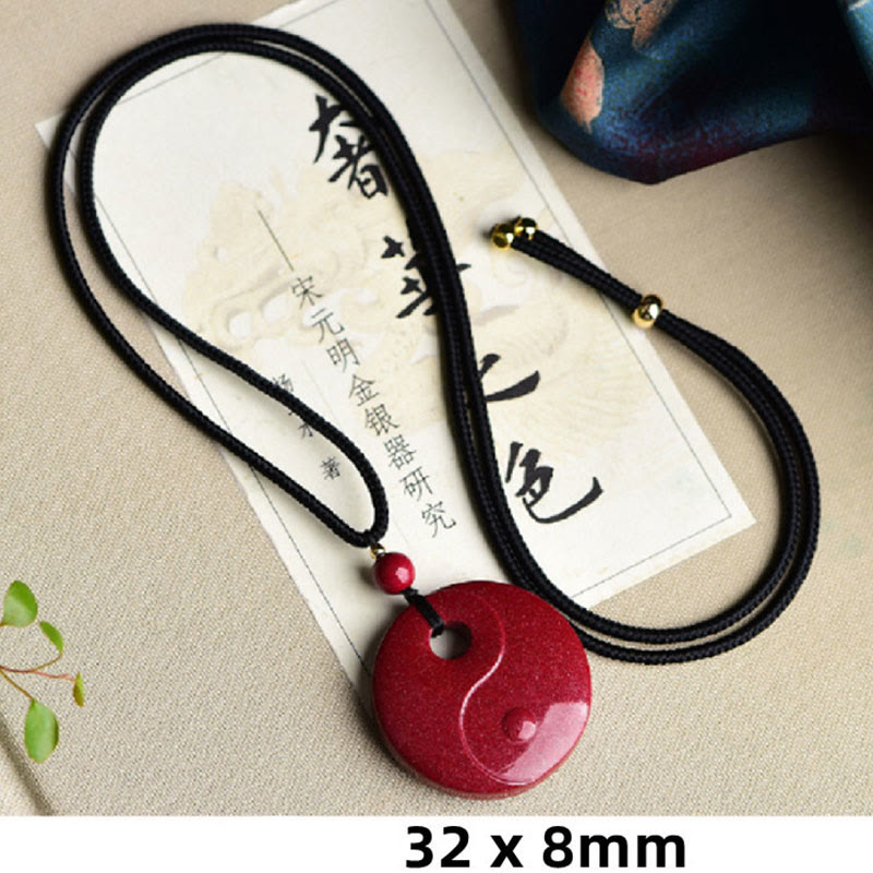 Laughing Buddha Yin Yang Chinese Zodiac Gourd Natural Cinnabar Blessing Necklace Pendant