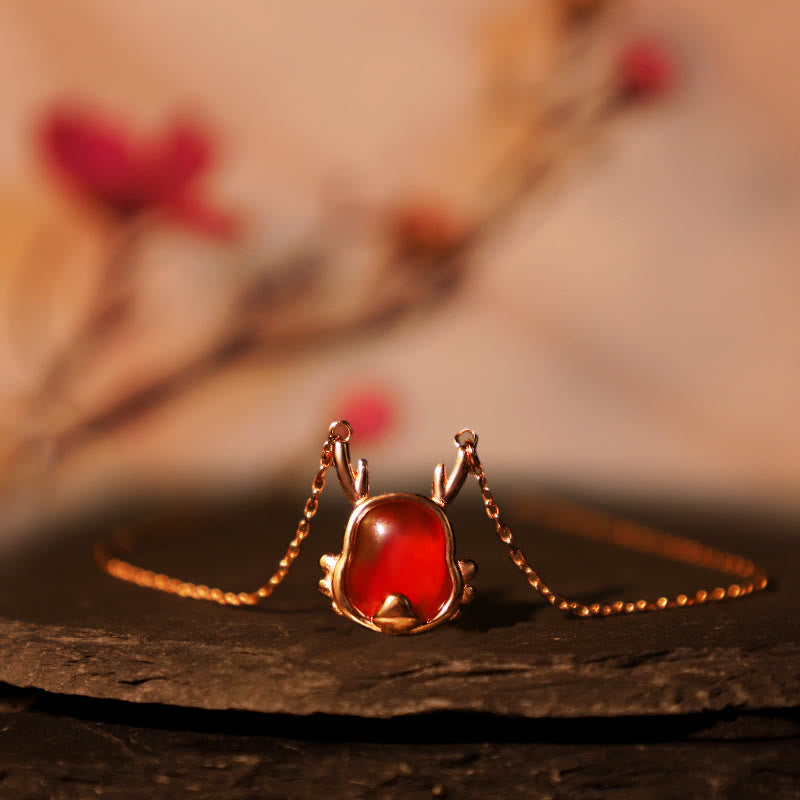 ❗❗❗A Flash Sale- 925 Sterling Silver Year of the Dragon Natural Red Agate Dragon Attract Fortune Fu Character Strength Bracelet Necklace Pendant Earrings