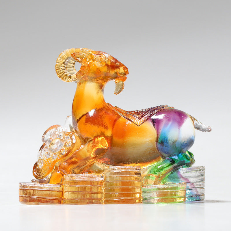 Year of the Dragon Handmade 12 Chinese Zodiac Liuli Crystal Art Piece Protection Home Office Decoration