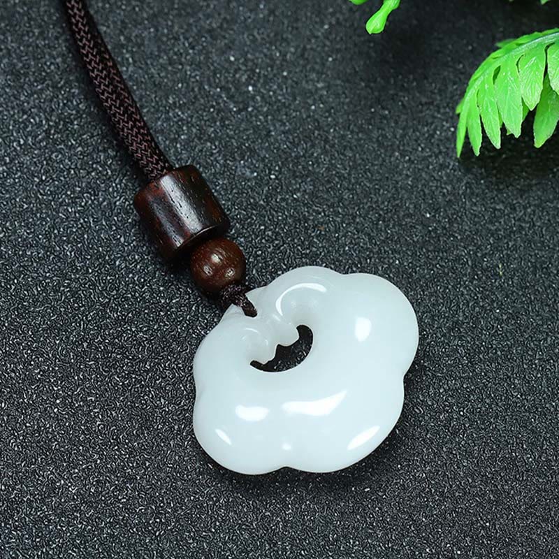 Tianshan Jade Golden Silk Jade Chinese Lock Charm Abundance Necklace Pendant